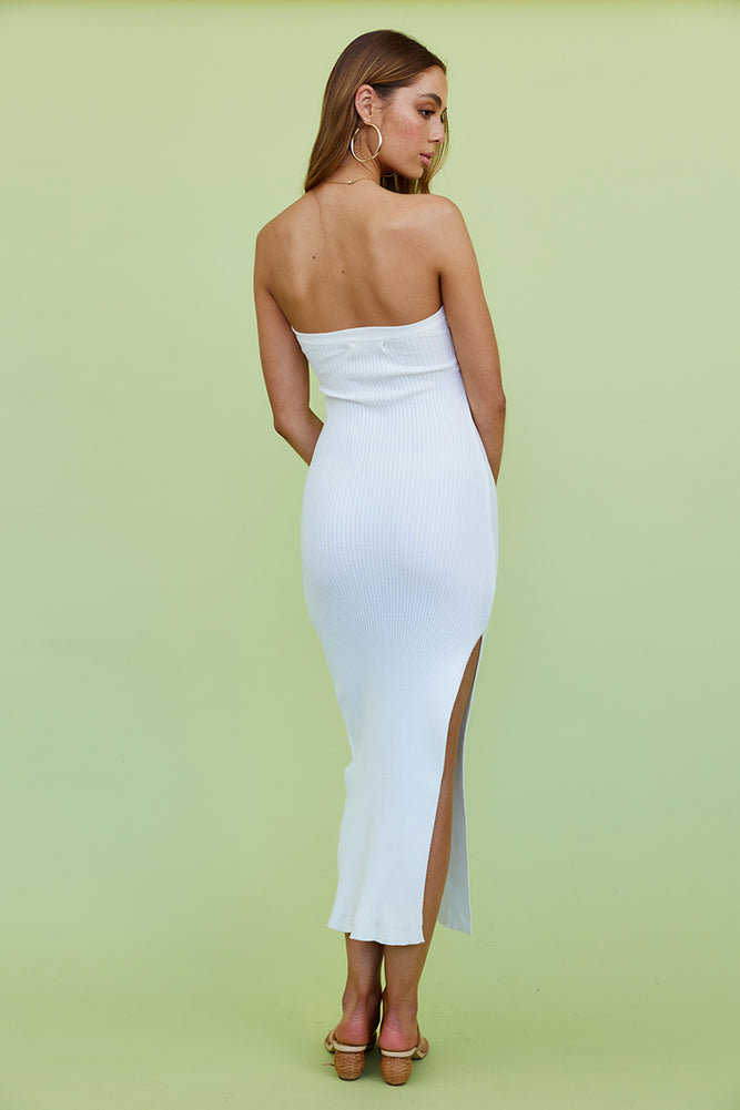 Changed Memories Knit Maxi Dress White