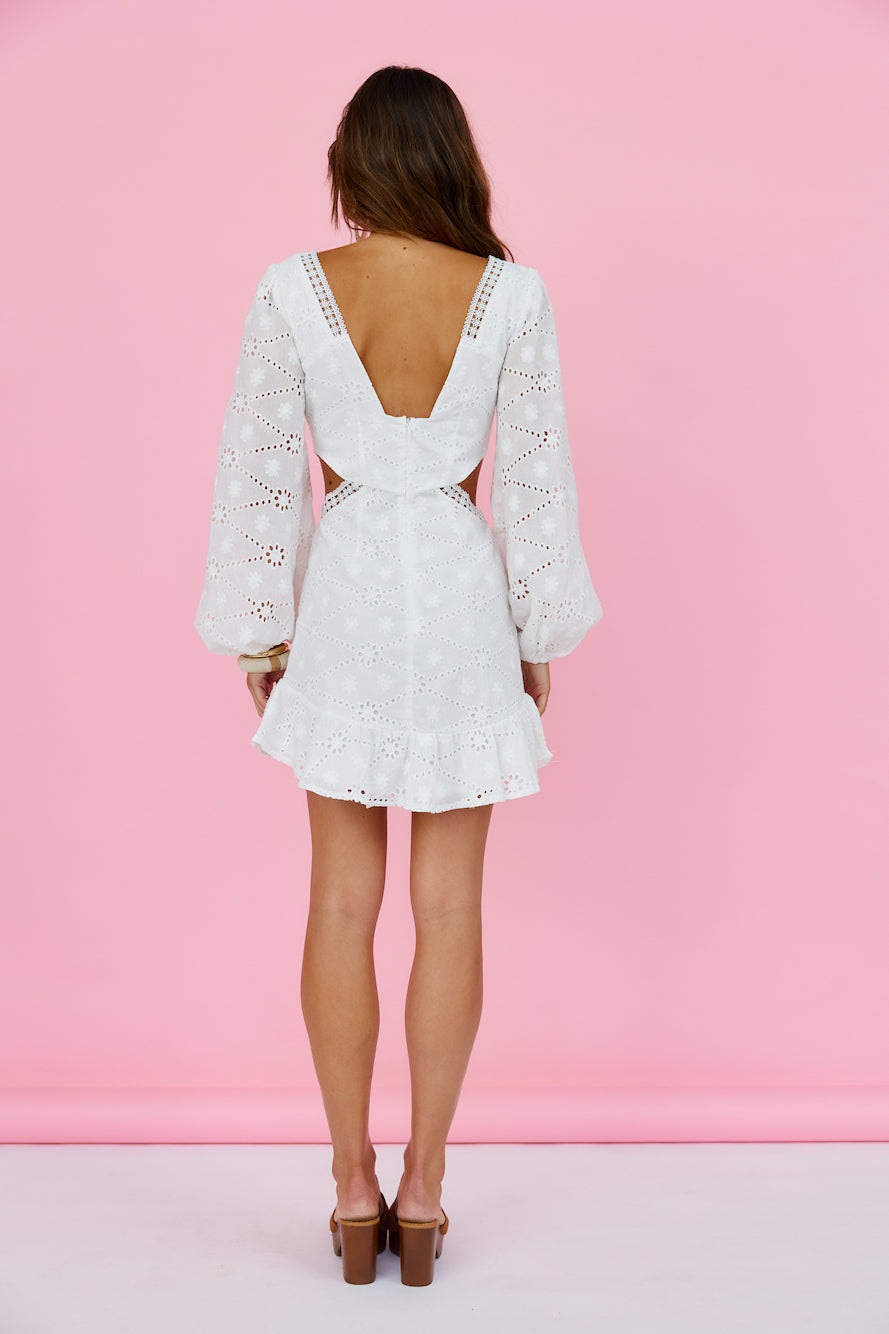 Bloomed Hibiscus Dress White