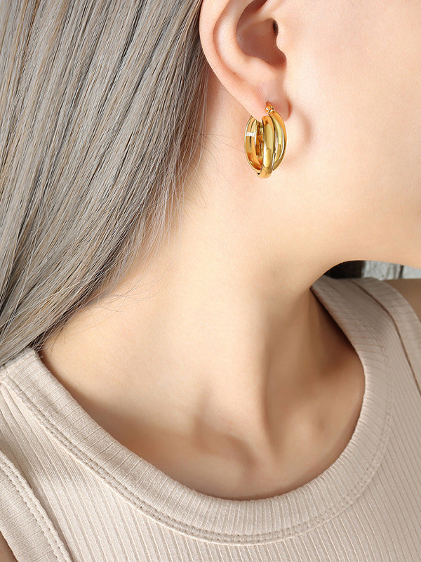 Titanium Steel Huggie Earrings