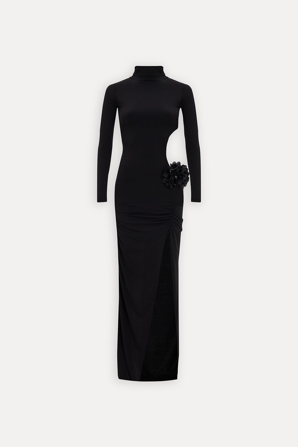 Sexy Women Clothing Hollow Out Cutout out Socialite Private Dress Evening Dress Elegant Three Dimensional Floral Turtleneck Dress