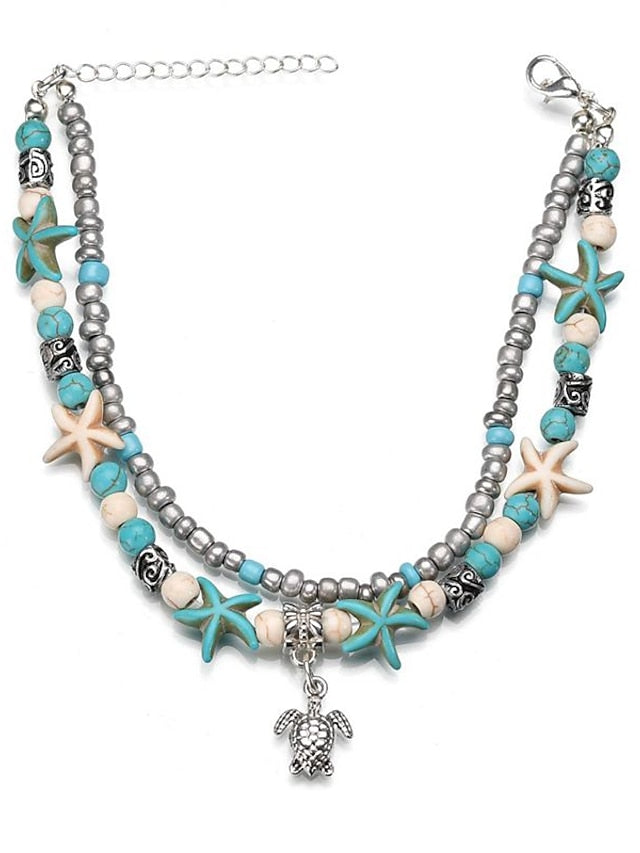 Ankle Bracelet Stylish Simple Body Jewelry For Holiday Beach Classic Turquoise Alloy Turtle Blue 1pcs for Women