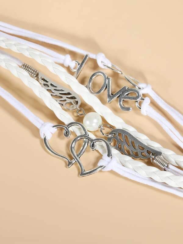 Heart Letter Layered Bracelet for Women