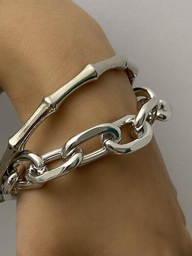 2pcs Bracelet Classic Fashion Punk Personalized Alloy Bracelet Jewelry Silver / Gold For Daily Date for Women
