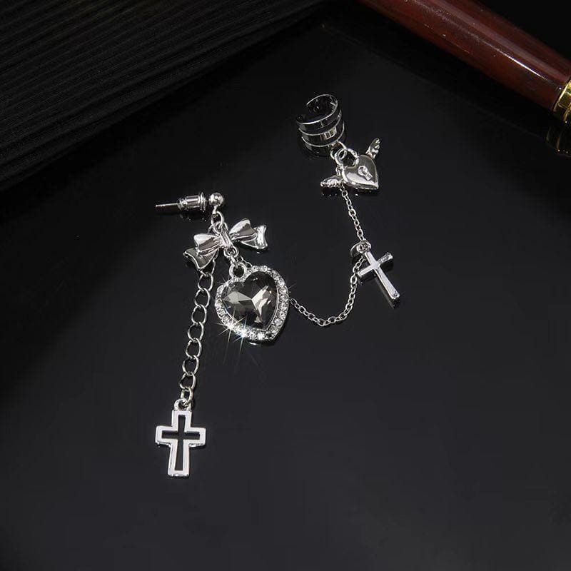 Bowknot heart cross drop earrings | Festival Outfits Women