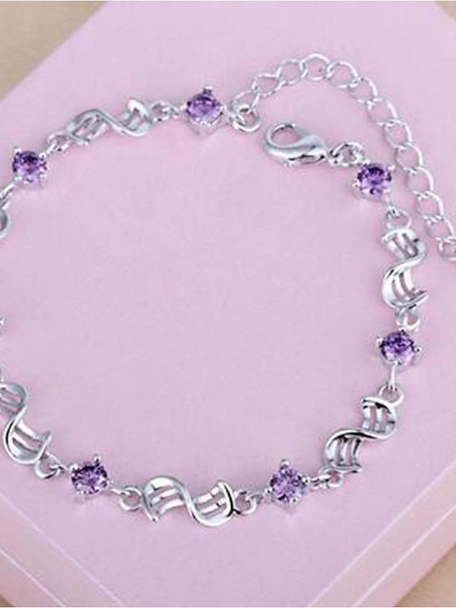 Purple Chain Bracelet Classic Fashion Simple Alloy Bracelet Jewelry Silver For Daily Date for Women