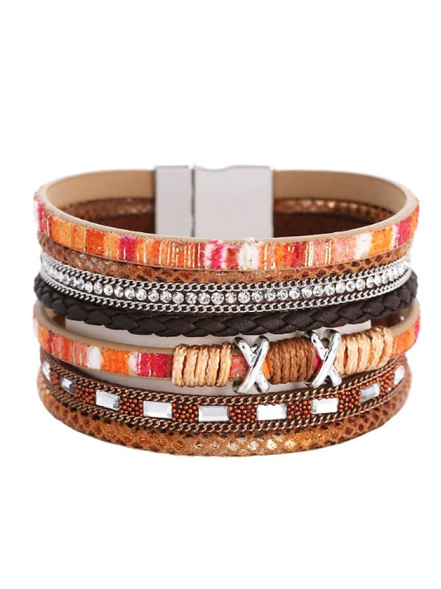 1PC Plaited Wrap Weave Statement Leather Bracelet Jewelry For Halloween Daily Beach for Women