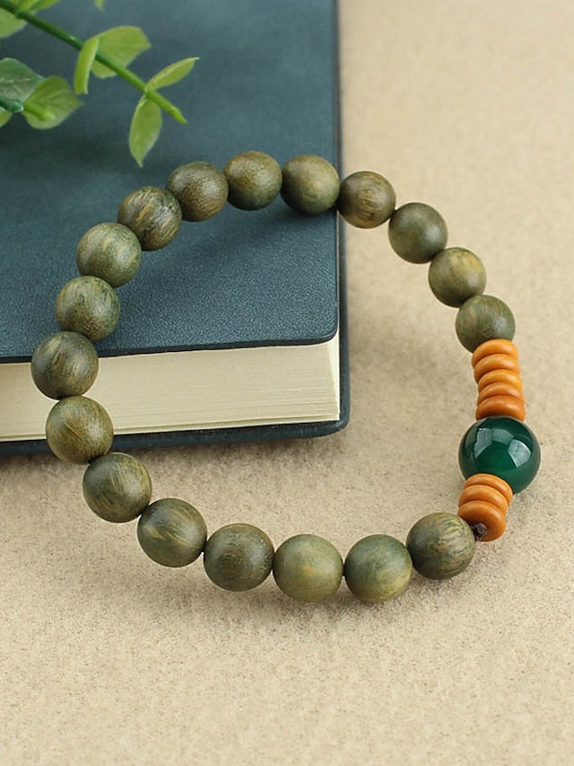 Men's Bead Bracelet Retro Vintage Theme Fashion Boho Wood Bracelet Jewelry Green For Daily Holiday Festival for Women