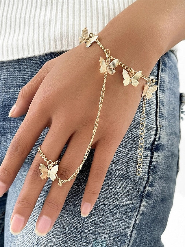 Chain Bracelet Classic Butterfly Fashion Personalized Luxury Elegant Alloy Bracelet Jewelry Gold For Party Evening Holiday Date Birthday Festival for Women
