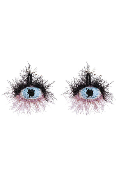 Eye Pattern Plush Earrings Handmade