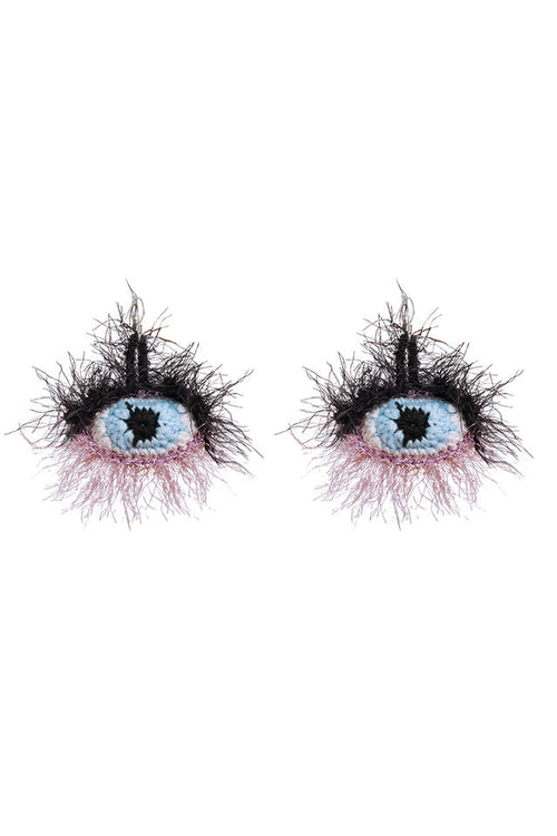 Eye Pattern Plush Earrings Handmade