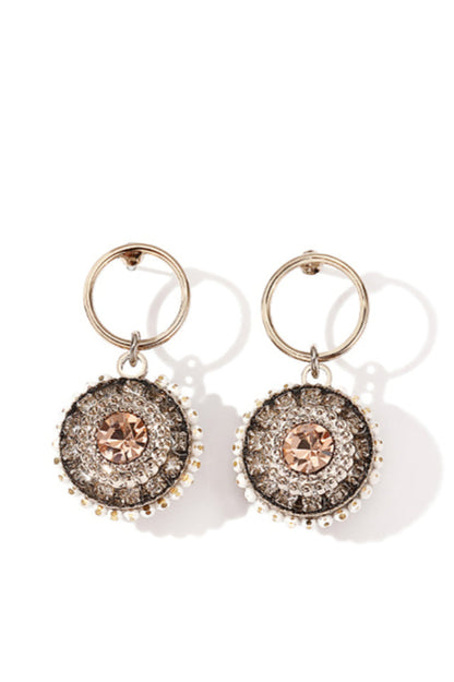 Vintage Black Crystal Round Earrings