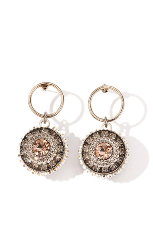 Vintage Black Crystal Round Earrings