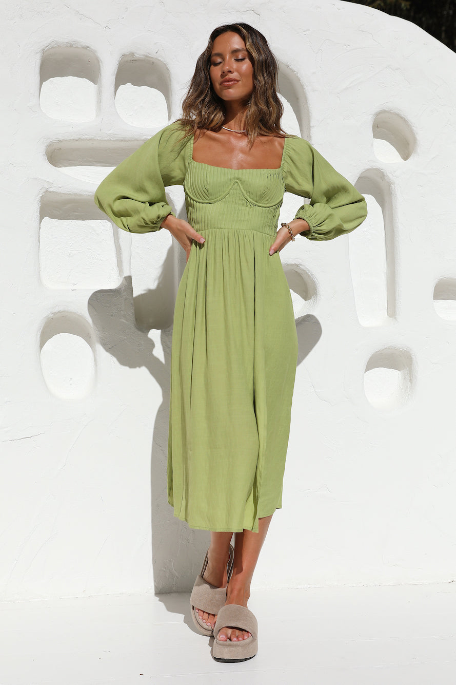 Great Escape Midi Dress Green