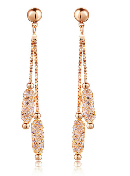 Zircon Crystal Wire Drop Earrings in Gold