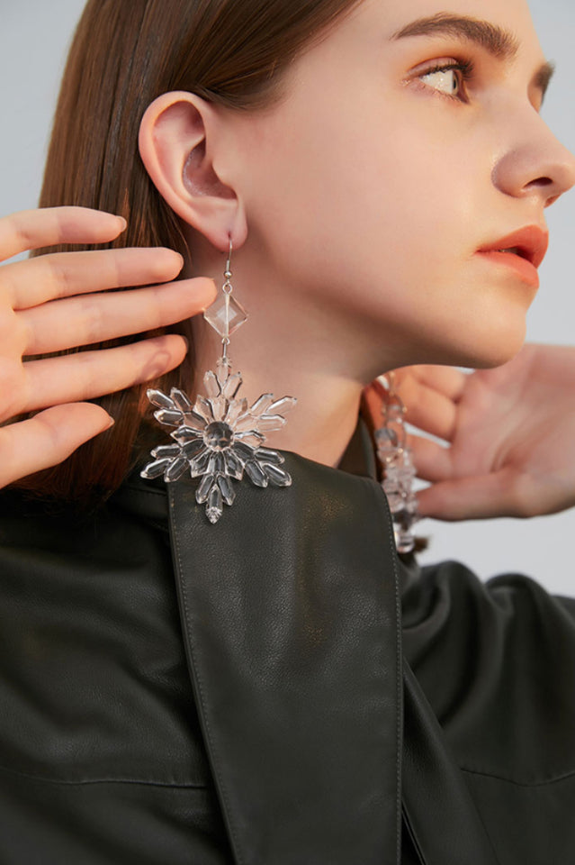 Clear Snowflake Earrings