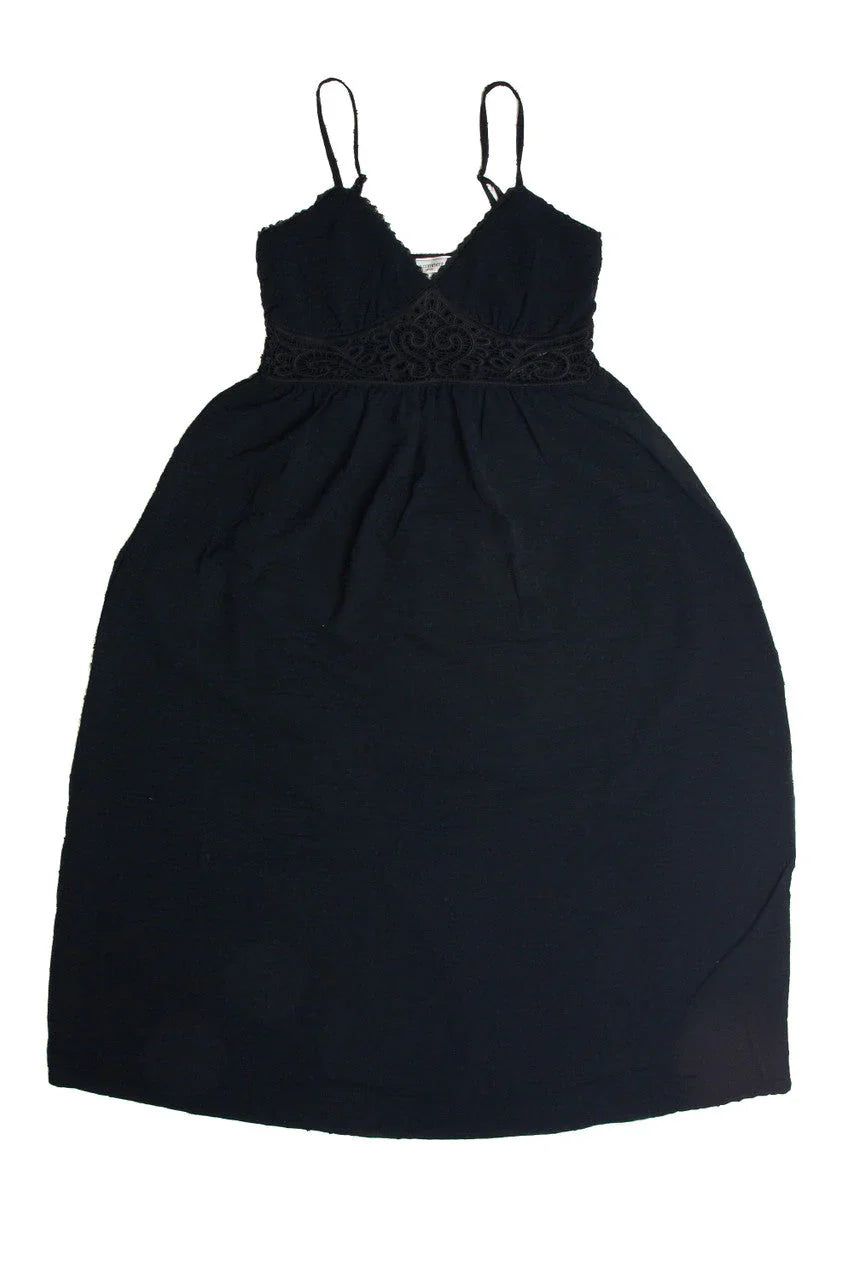 Black Crochet Waist Maxi Dress