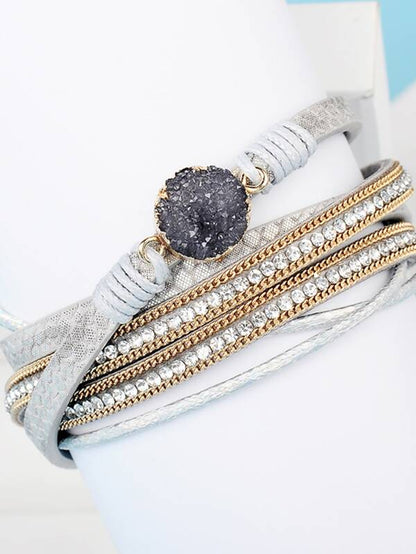 1pc Stone & Rhinestone Decor Layered Bracelet for Women