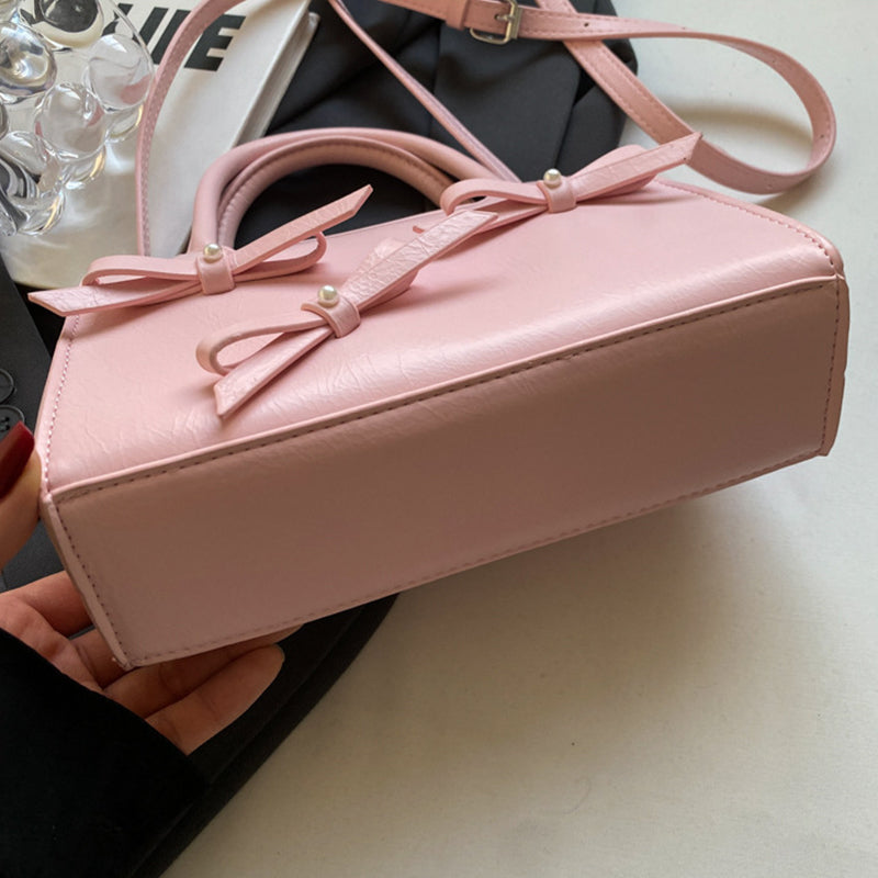Sweet Simplicity Solid With Bow Contrast Bags(5 Colors)