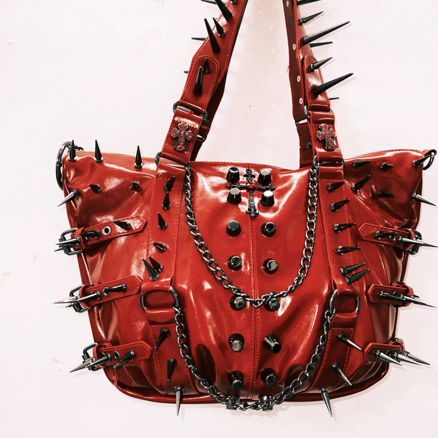 PU leather rivet metal chain handbag  | Festival Outfits Women