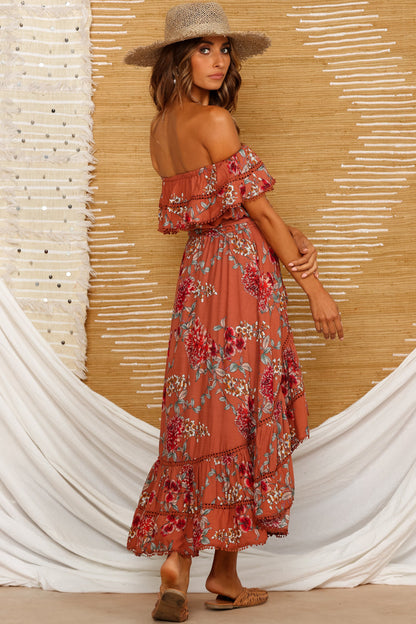 Carlyle Midi Dress Rust