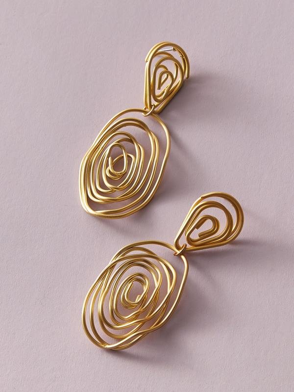 1pair Line Twist Drop Earrings for Women