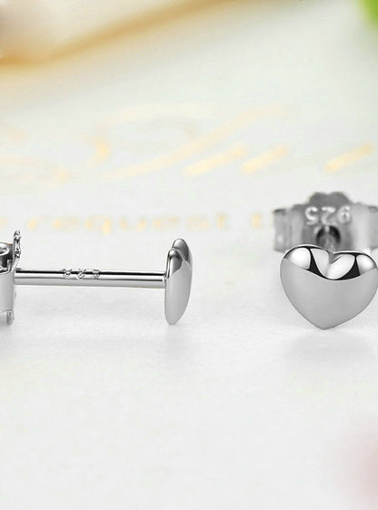 Sterling Silver Petite Heart Stud Earrings