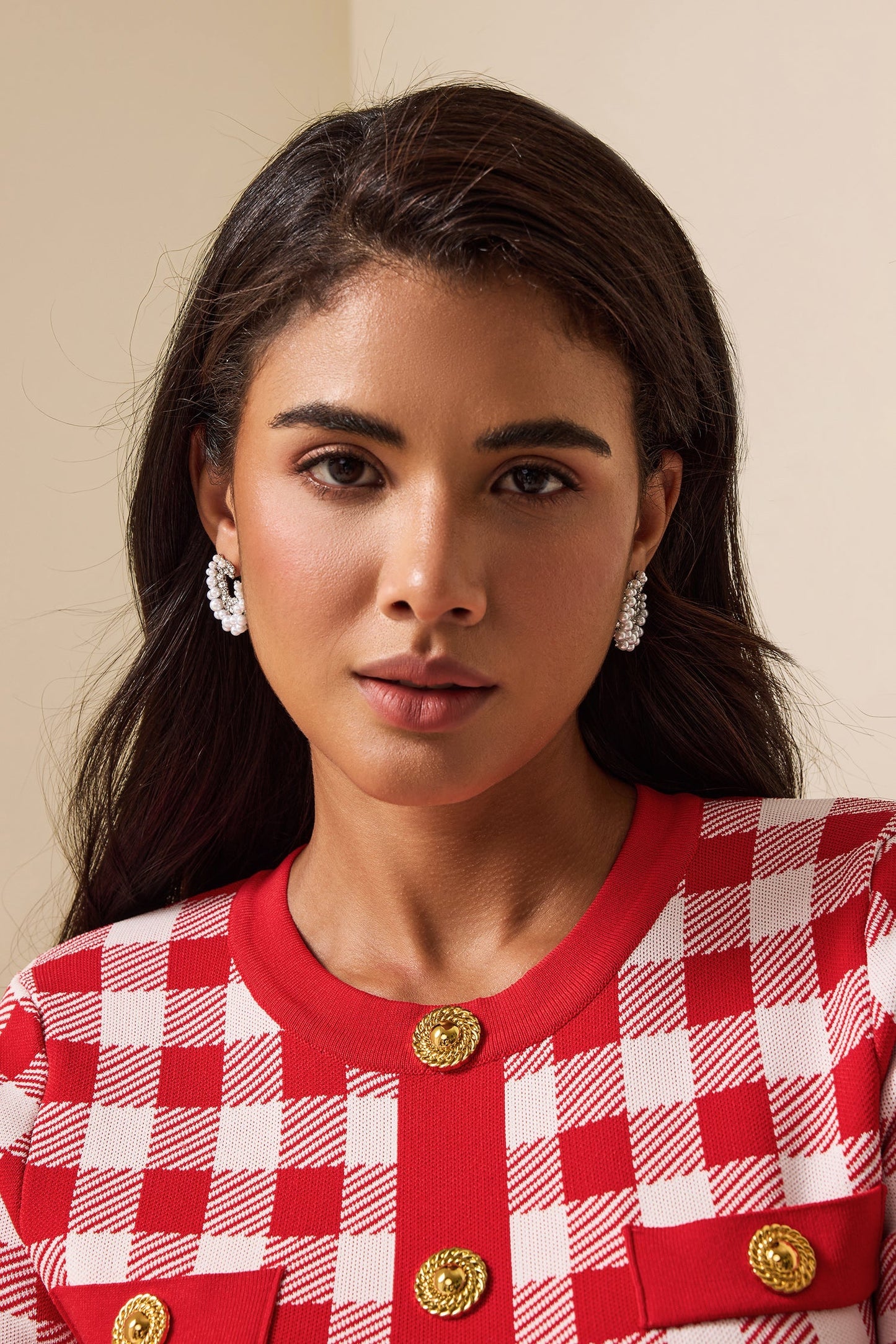 Faux Pearl Diamond Earrings
