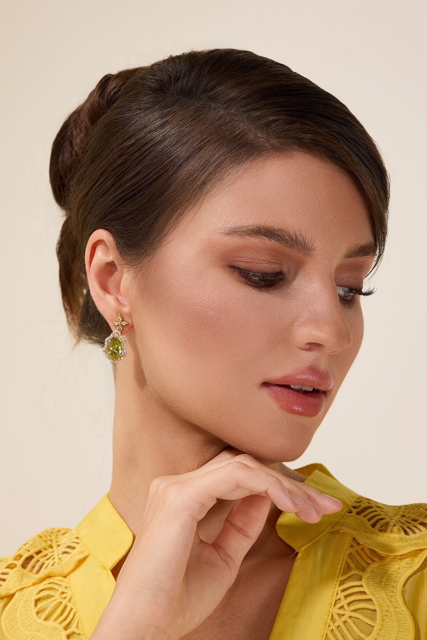 Faux Diamond Floral Irregular Shape Earrings