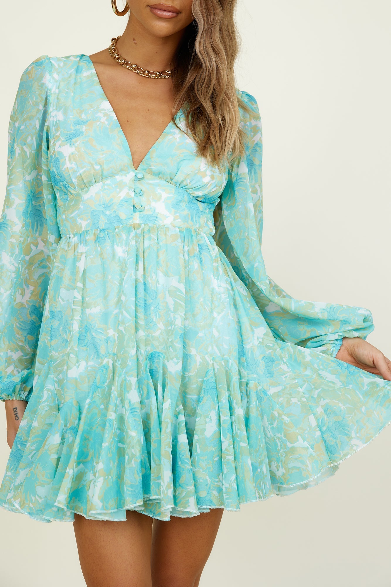 Breathe Slowly Dress Blue