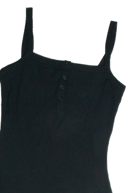 Black Bubble Rib Henley Mini Dress
