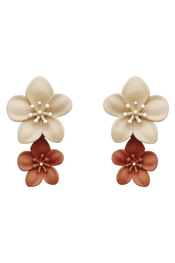 Flower Dual Tone Earrings