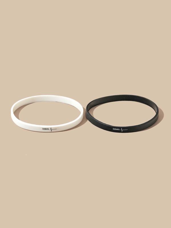 2pcs Letter Graphic Bracelet for Women