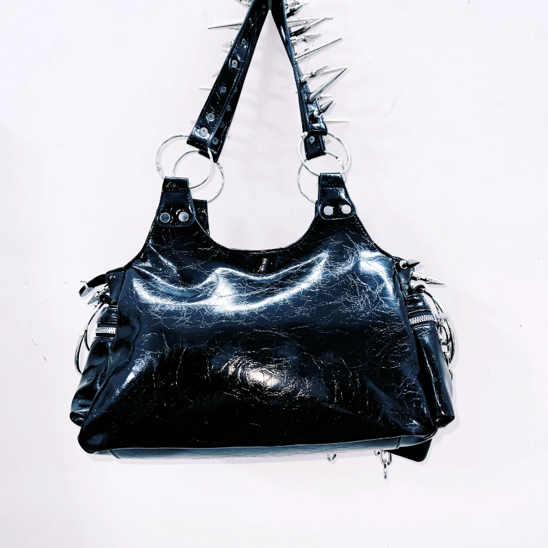 O ring PU leather rivet handbag  | Festival Outfits Women