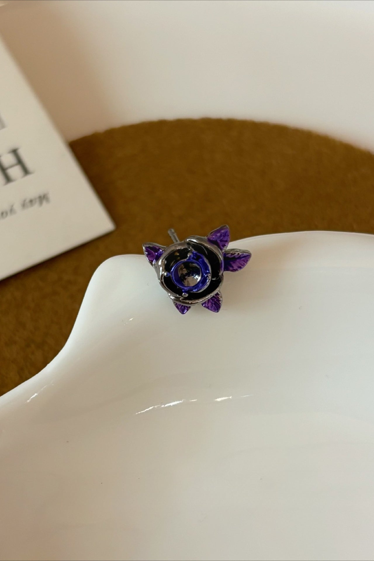 Vintage Gothic Rose Iris Earrings