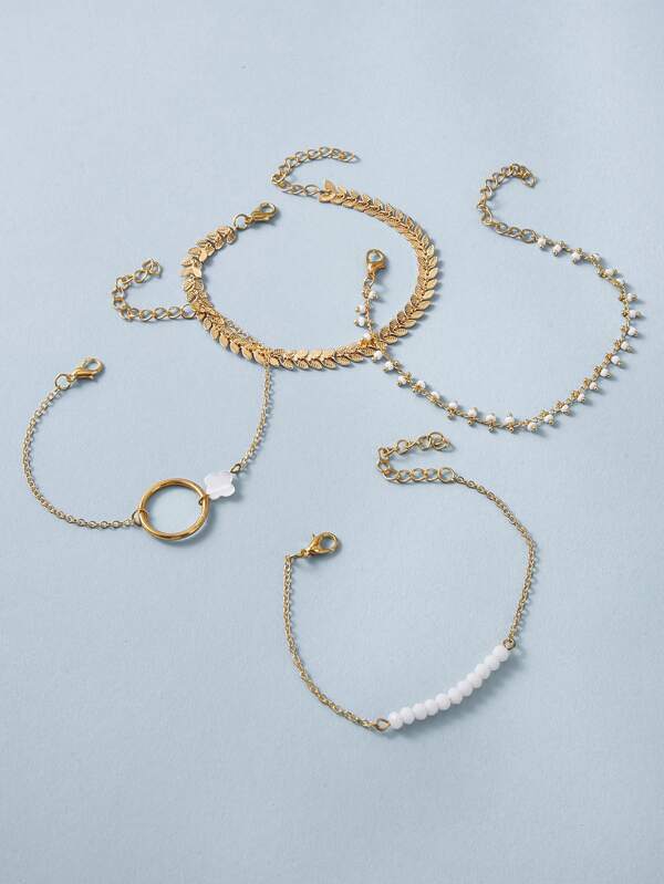 4pcs Leaf Decor Bracelet for Women