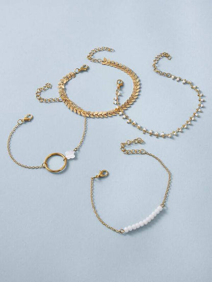 4pcs Leaf Decor Bracelet for Women