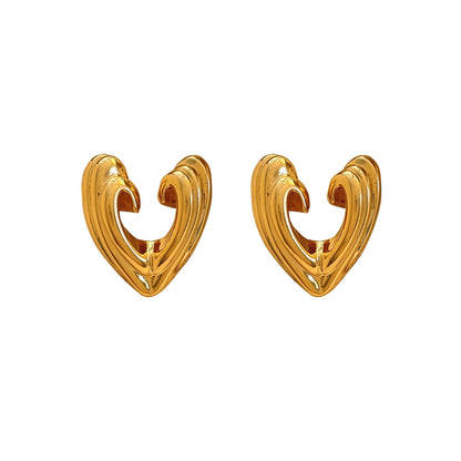 Sculpted Heart Stud Earrings
