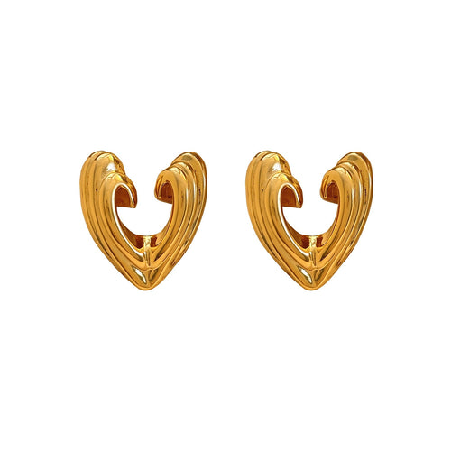 Sculpted Heart Stud Earrings