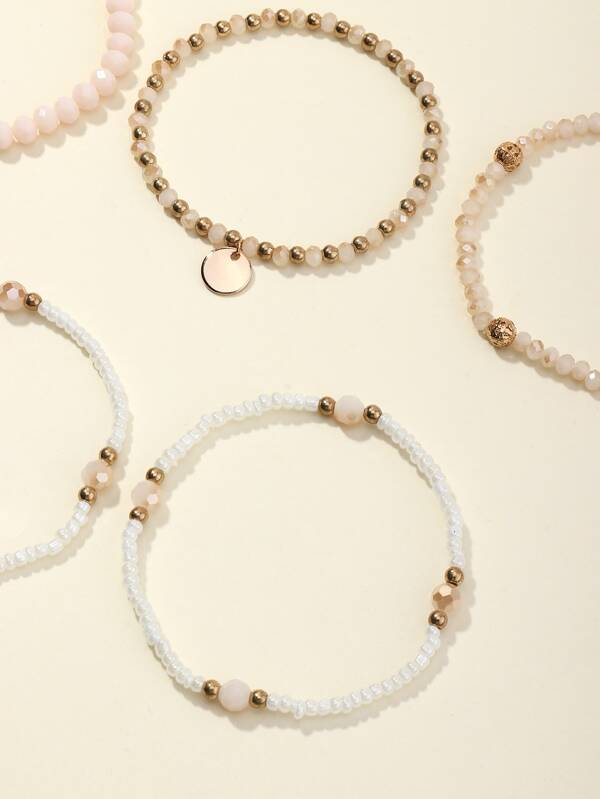 5pcs Disc Charm Beaded Bracelet for Women