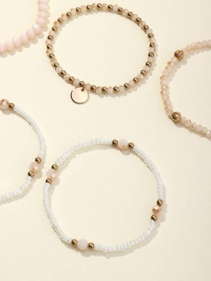 5pcs Disc Charm Beaded Bracelet for Women
