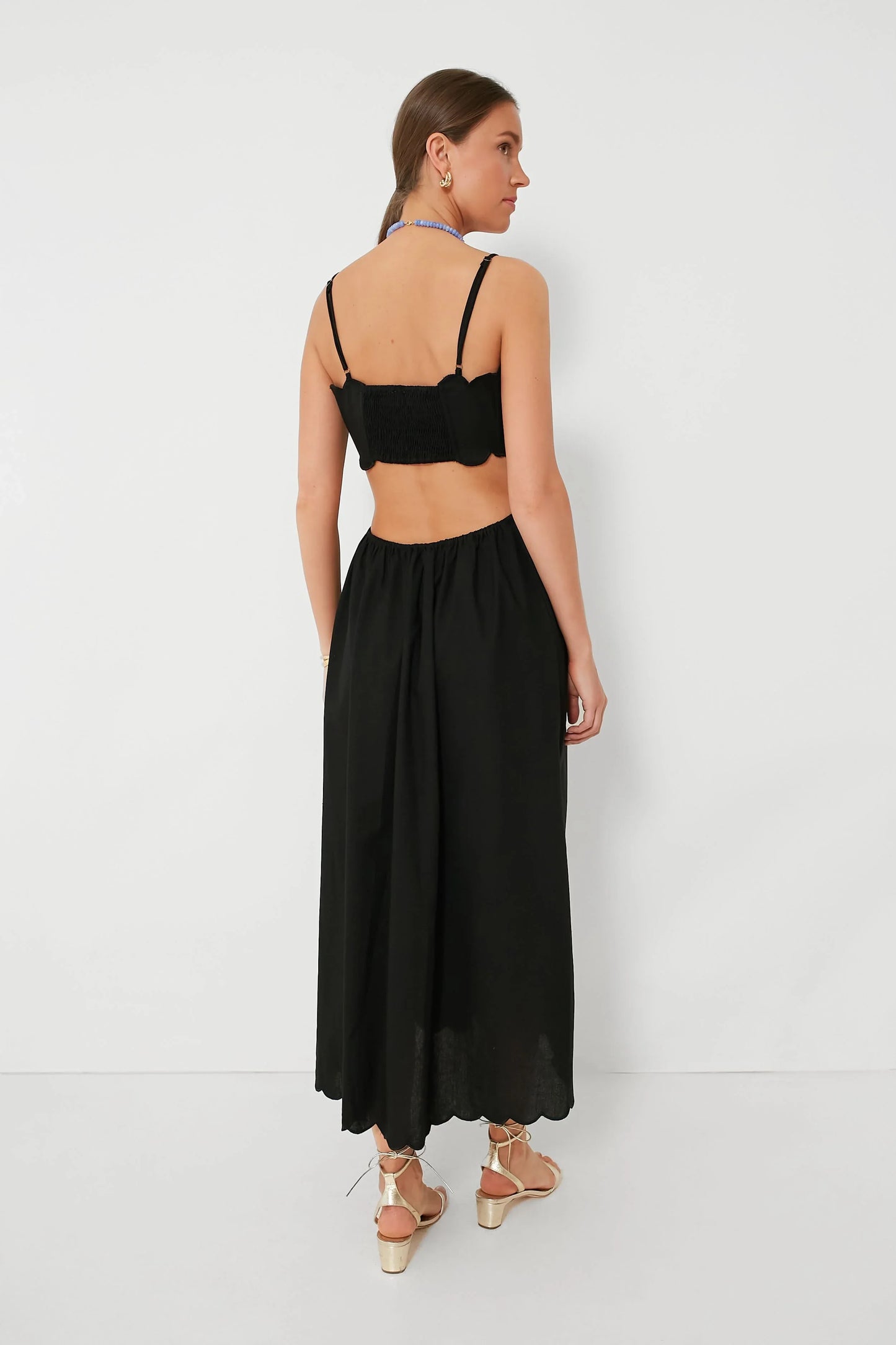 Black Scallop Hem Dress