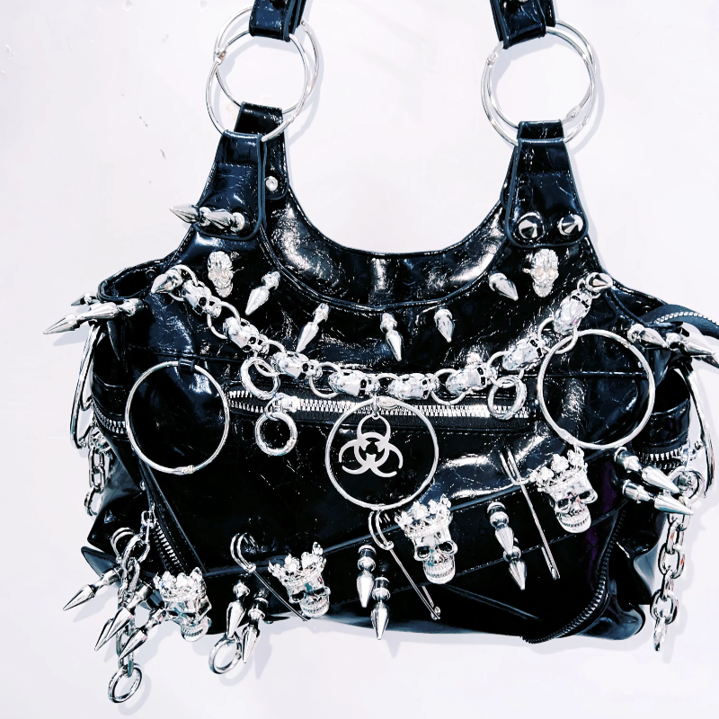 O ring PU leather rivet handbag  | Festival Outfits Women