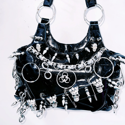 O ring PU leather rivet handbag  | Festival Outfits Women