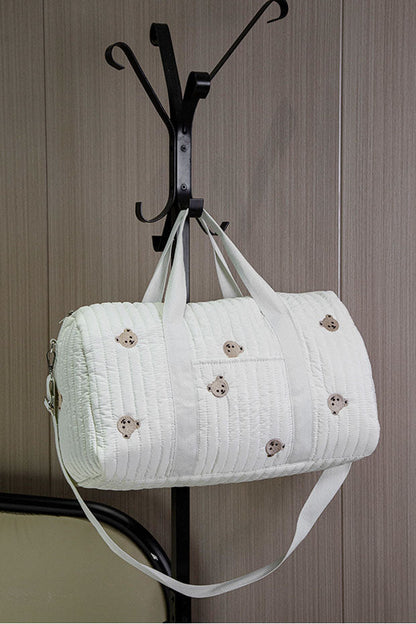 Summer New Bear Embroidery Boston Bag