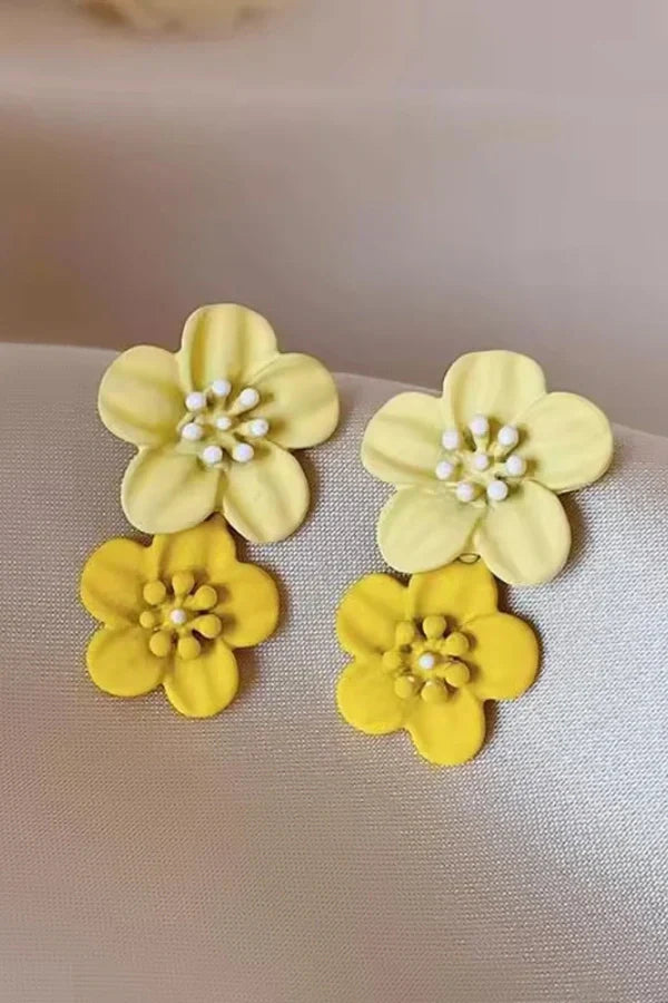Flower Dual Tone Earrings