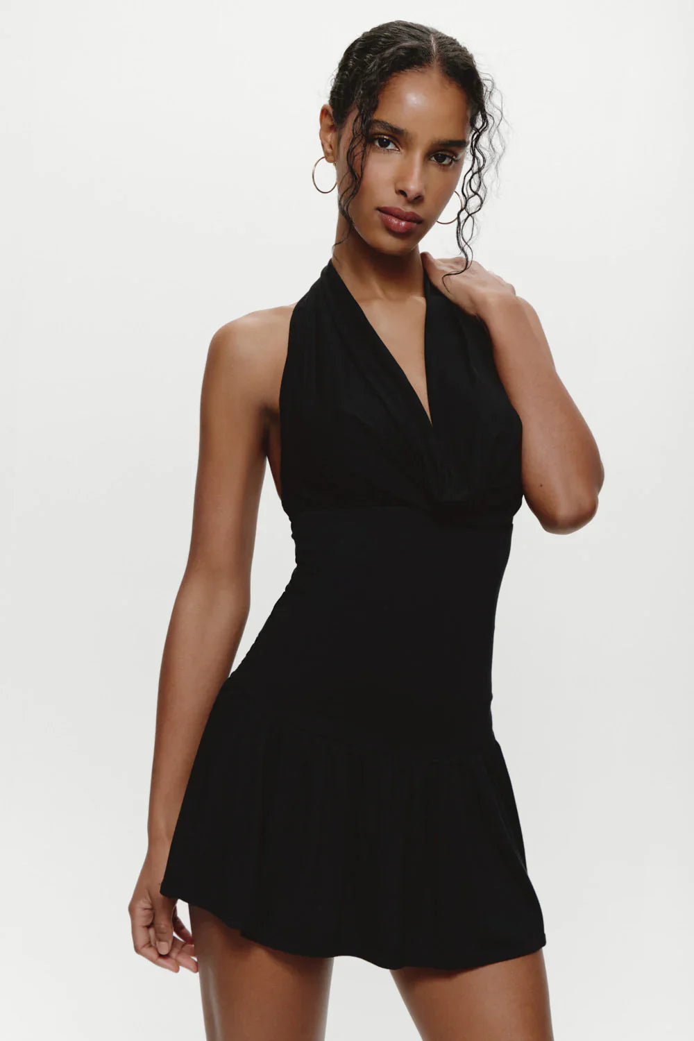 Bowery Cowl Neck Mini Dress - Black
