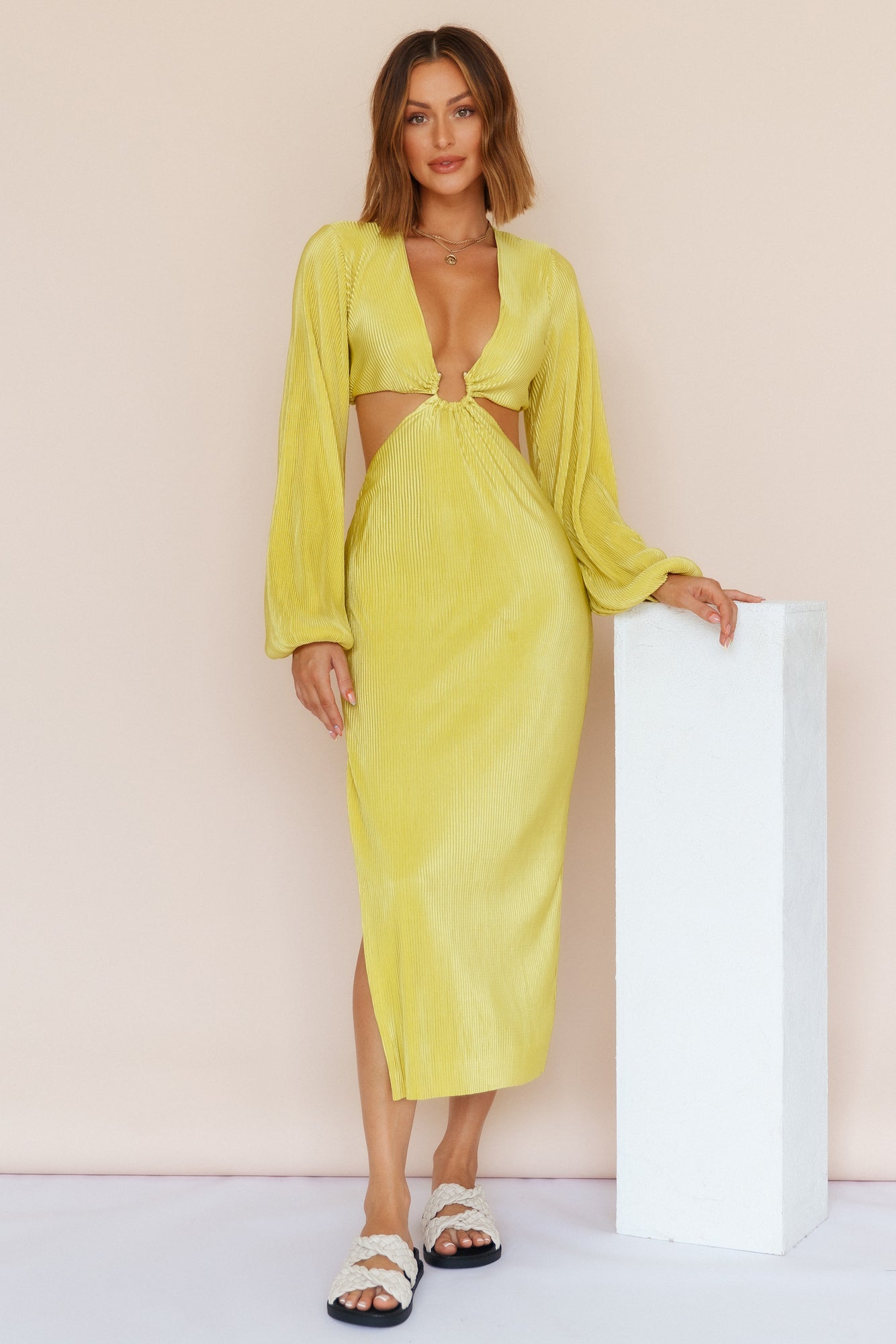 RUNAWAY THE LABEL Freja Midi Dress Citrus