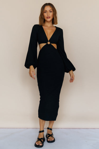 RUNAWAY THE LABEL Honor Midi Dress Black