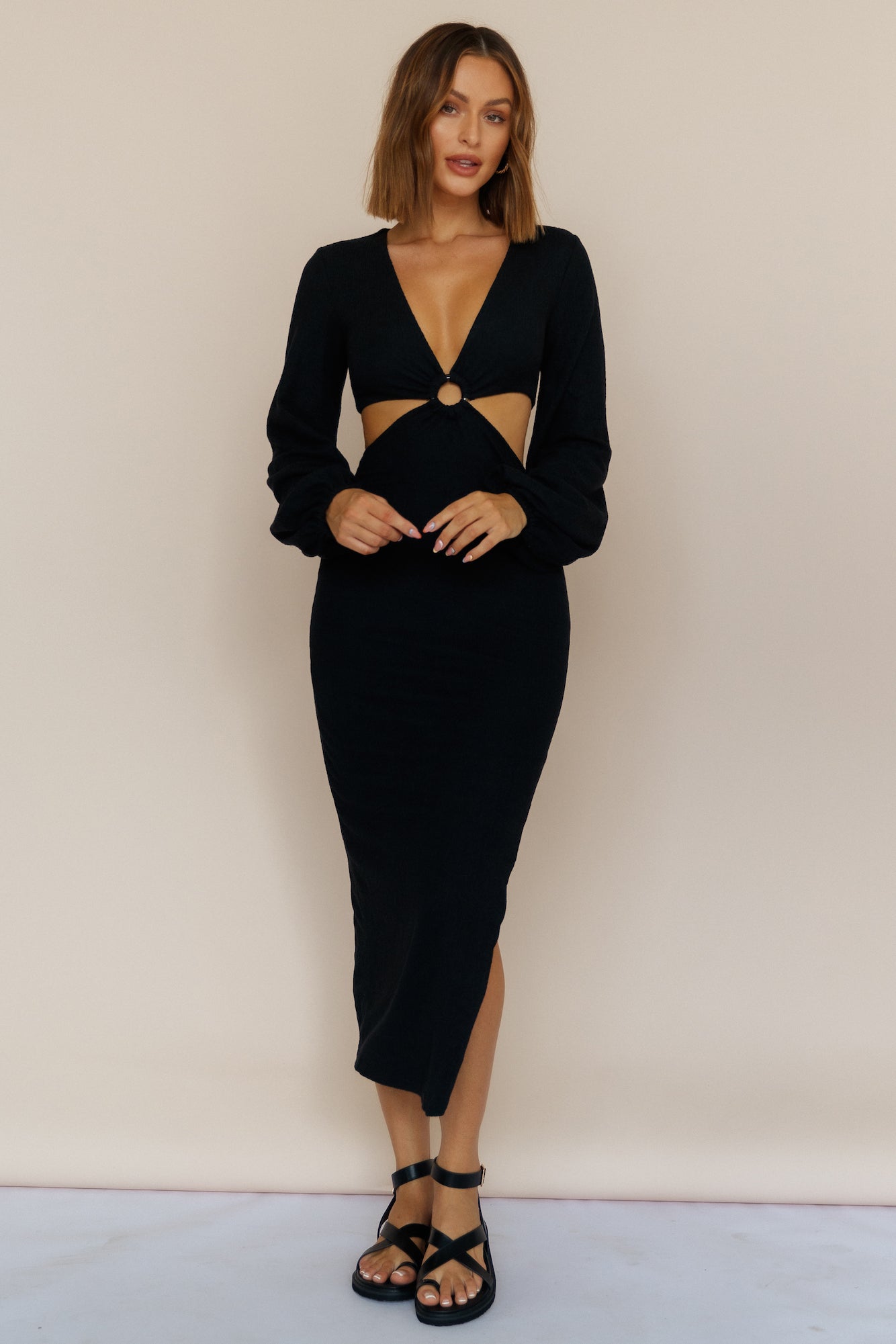 RUNAWAY THE LABEL Honor Midi Dress Black