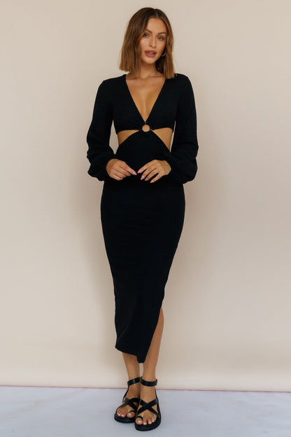 RUNAWAY THE LABEL Honor Midi Dress Black